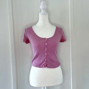 Brandy Melville Bubblegum Pink Ribbed Zelly Top